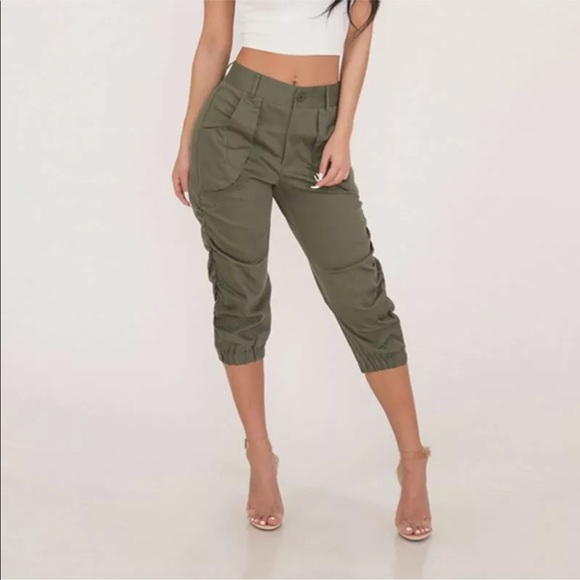 green cargo joggers womens